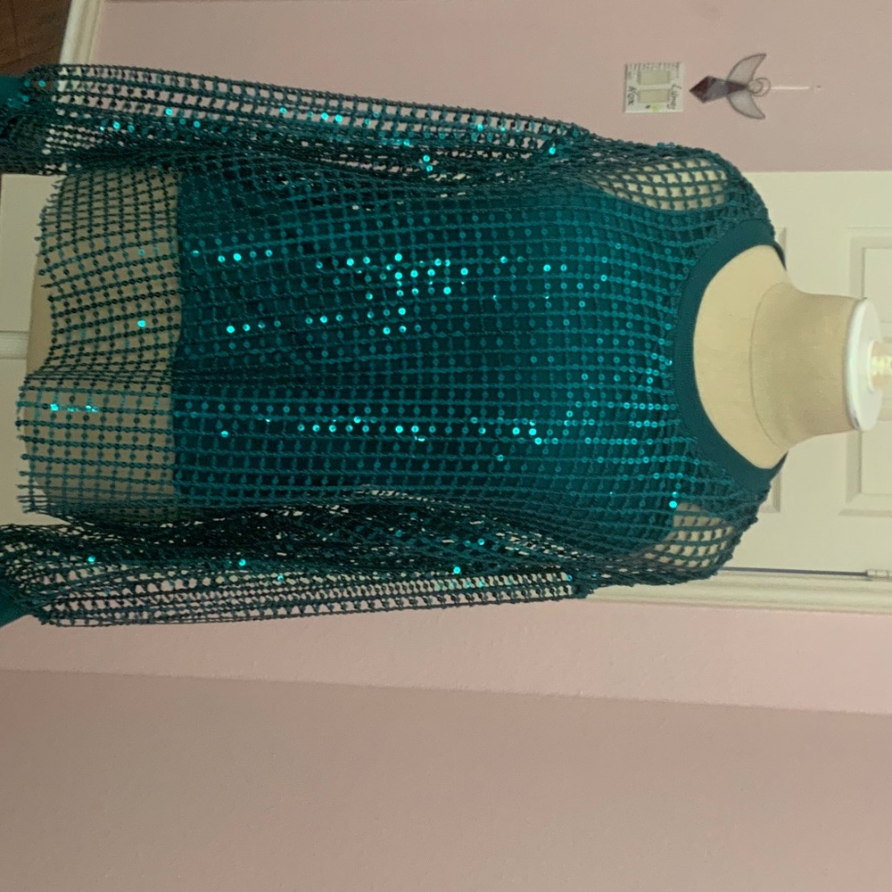 Pilcro Teal Sequin Embellished Top